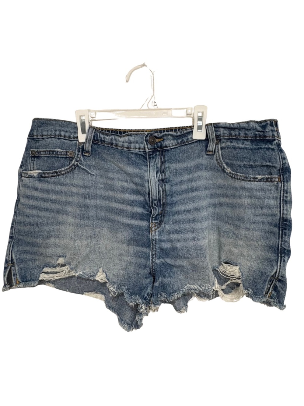 Aerie Denim Distressed Women Elastic Waist Shorts Size XL